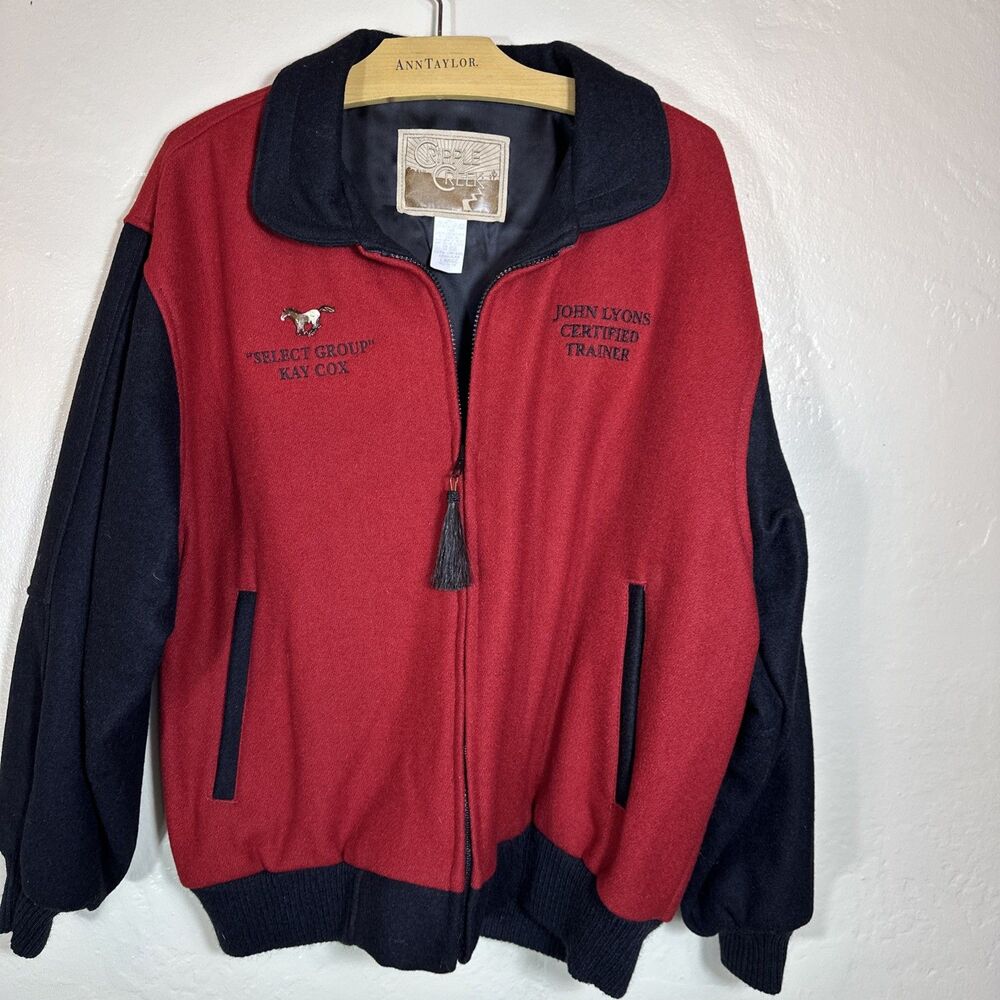 Cripple Creek XL Women’s Bomber Jacket Horse Embroidered Training Red Black